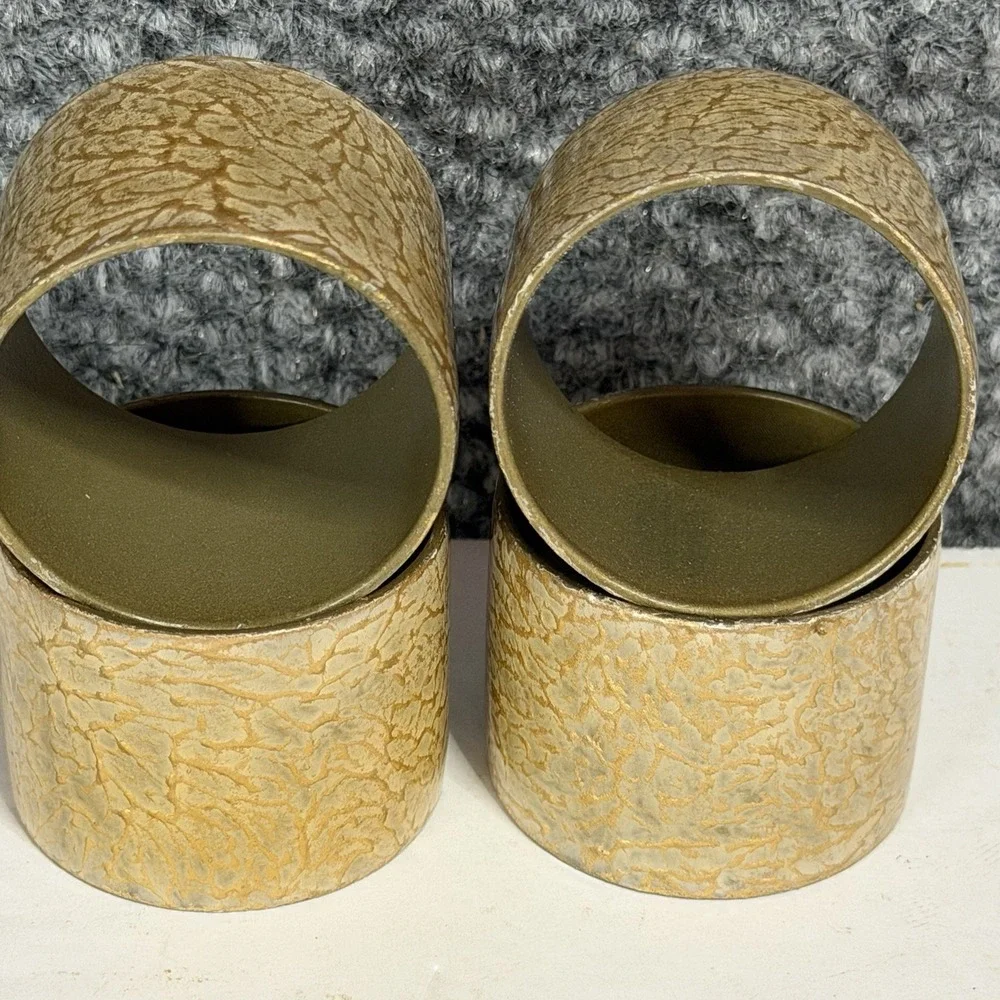Pier 1 Imports Gold Textured Napkin Rings Set of 4 Metallic Table Decor